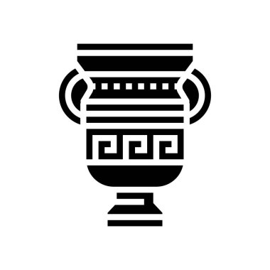 Amforo Antik Yunan sembol vektörü. Amforo Antik Yunan işareti. izole edilmiş çizgi simgesi siyah illüstrasyon