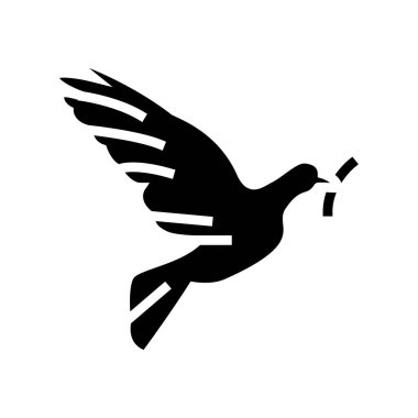 Güvercin kuşu Hıristiyanlık sembolü vektörü. Güvercin kuşu hristiyanlık işareti. izole edilmiş çizgi simgesi siyah illüstrasyon