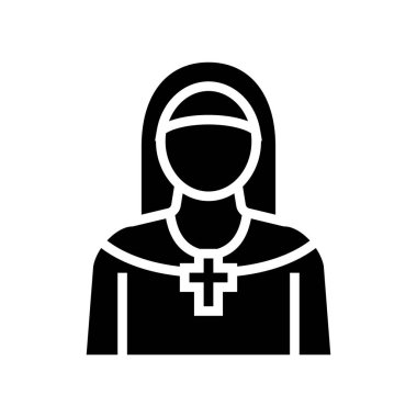 Rahibe Hristiyanlık sembolü vektörü. Rahibe Hristiyanlık işareti. izole edilmiş çizgi simgesi siyah illüstrasyon