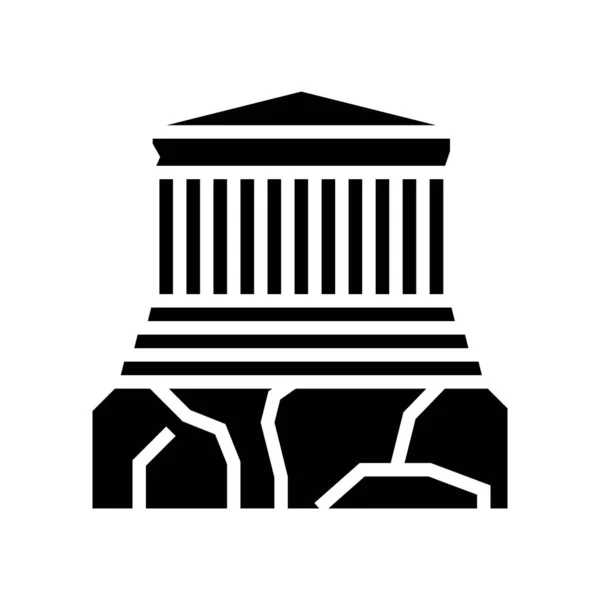 Akropolis Alten Griechischen Architektur Gebäude Glyphen Symbol Vektor Akropolis Alten — Stockvektor