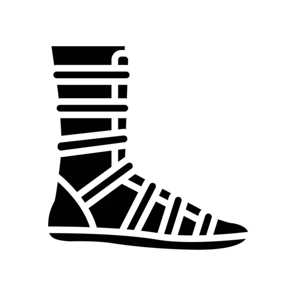 战士鞋古老的罗马象形文字矢量 战士鞋古罗马标志 孤立的等高线符号黑色插图 — 图库矢量图片