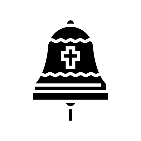 Vektor Ikony Glyfu Křesťanství Znamení Křesťanství Zvonu Izolovaný Obrys Symbol — Stockový vektor