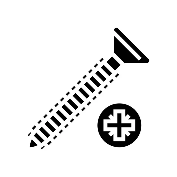 Holzschraube Glyphen Symbol Vektor Illustration — Stockvektor