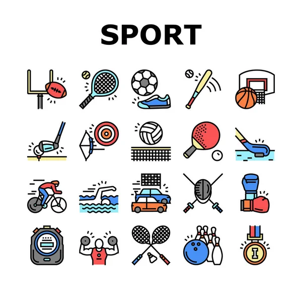 Sport Active Competitive Game Icons Set Vektor — Stockvektor