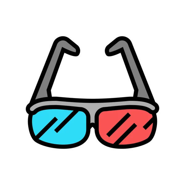 Illustrazione vettoriale icona a colori occhiali 3d — Vettoriale Stock