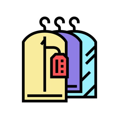 Kuru temizleme servisi renk vektör illüstrasyonunda temiz kıyafetler