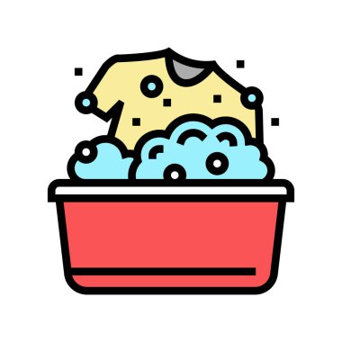 Havza rengi renk vektör illüstrasyonuyla giysileri yıkama