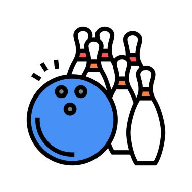 bowling oyunu renk ikonu vektör illüstrasyonu