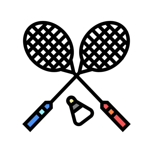 バドミントンスポーツゲームカラーアイコンベクトルイラスト — ストックベクタ