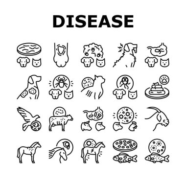 Pet Disease Ill Health Problem Icons Set Vector clipart