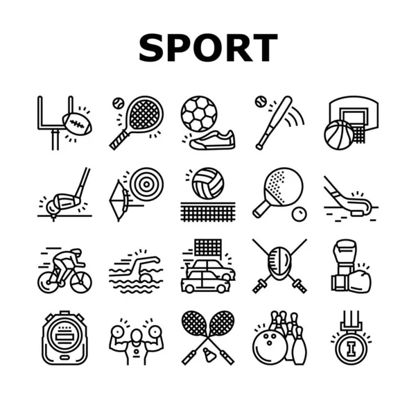 Sport Active Competitive Game Icons Set Vektor — Stockvektor