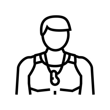 Antrenör sporcu çizgisi ikon vektör illüstrasyonu