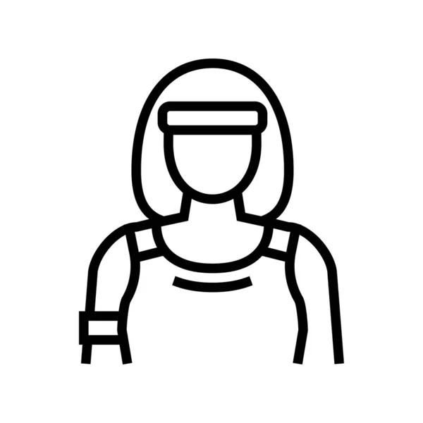 Gambar vektor ikon atlet wanita olahraga ikon baris - Stok Vektor