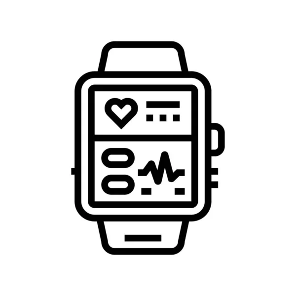 Fitness pulseira eletrônica gadget linha ícone vetor ilustração — Vetor de Stock