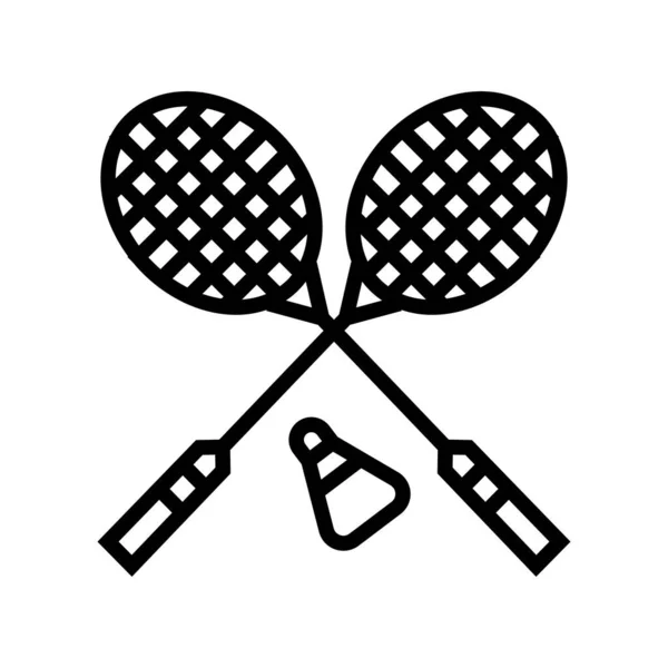 Badminton παιχνίδι γραμμή εικονίδιο διάνυσμα εικονογράφηση — Διανυσματικό Αρχείο