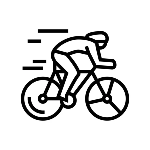 Ciclismo deporte línea icono vector ilustración — Vector de stock