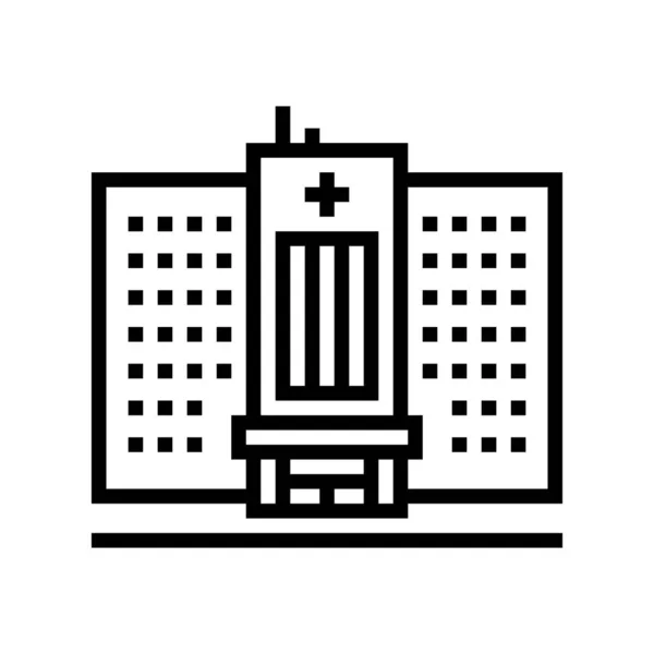 Krankenhaus Gebäude Linie Symbol Vektor Illustration — Stockvektor