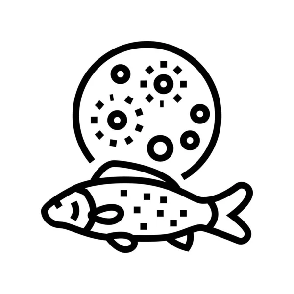 Mycobacterium marinum ryba linia ikona wektor ilustracja — Wektor stockowy