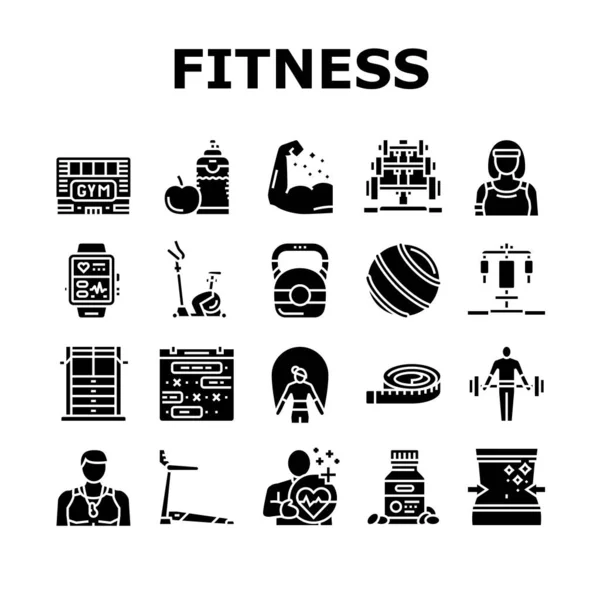Ensemble d'icônes d'entraînement d'athlète de santé de forme physique vecteur — Image vectorielle