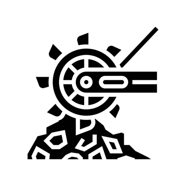 Excavator mining machine glyph icon vector illustration — Stock Vector