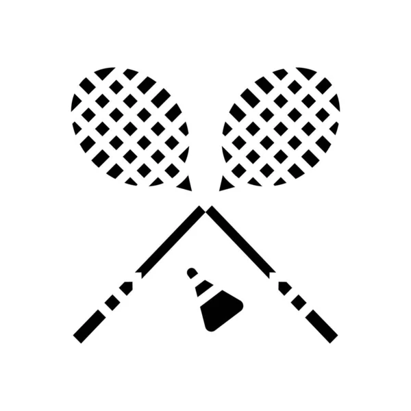 Badminton esporte jogo glifo ícone vetor ilustração — Vetor de Stock