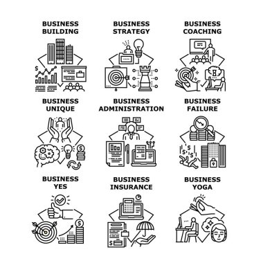 İş Stratejisi Simge Vektör Resimlerini Ayarladı