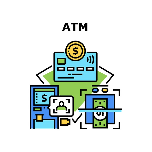 Atm Banking Machine Conceito Ilustração de cores — Vetor de Stock