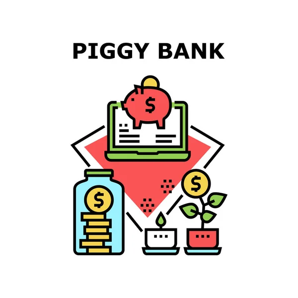 Piggy salvadanaio denaro vettoriale concetto colore illustrazione — Vettoriale Stock