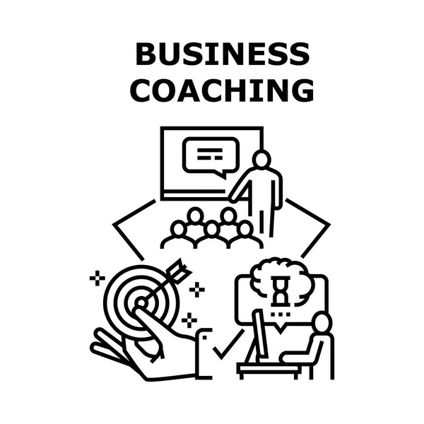 Business Coaching Event Concept Czarna ilustracja — Wektor stockowy