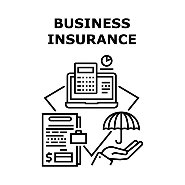 Business Insurance Concept Zwarte Illustratie — Stockvector