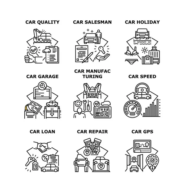 Car Manufacturing Set Pictogrammen vectorafbeeldingen — Stockvector