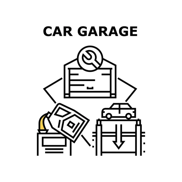 Conceito de construção de garagem de carro Ilustração preta — Vetor de Stock