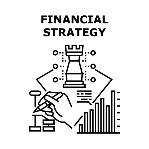 Concepto de Estrategia Financiera Black Illustration — Archivo Imágenes Vectoriales