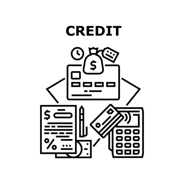 Credit Money Vector Concept Zwarte Illustratie — Stockvector