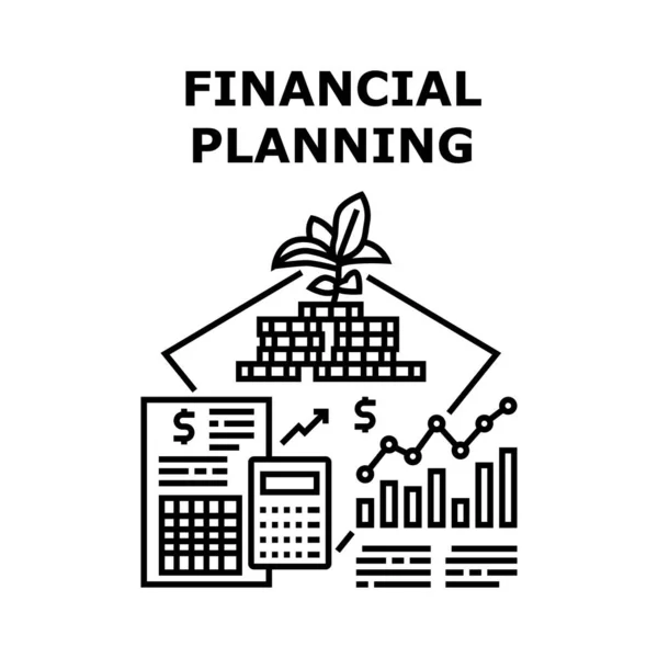 Concepto de planificación financiera Black Illustration — Archivo Imágenes Vectoriales