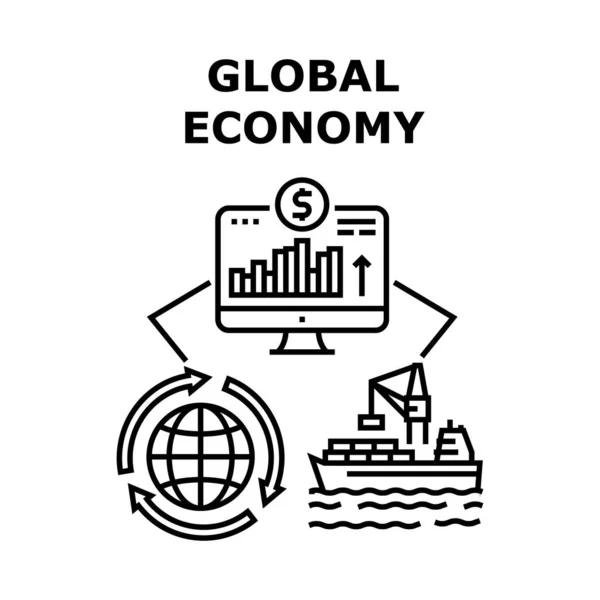 Παγκόσμια οικονομία διάνυσμα έννοια μαύρη απεικόνιση — Διανυσματικό Αρχείο