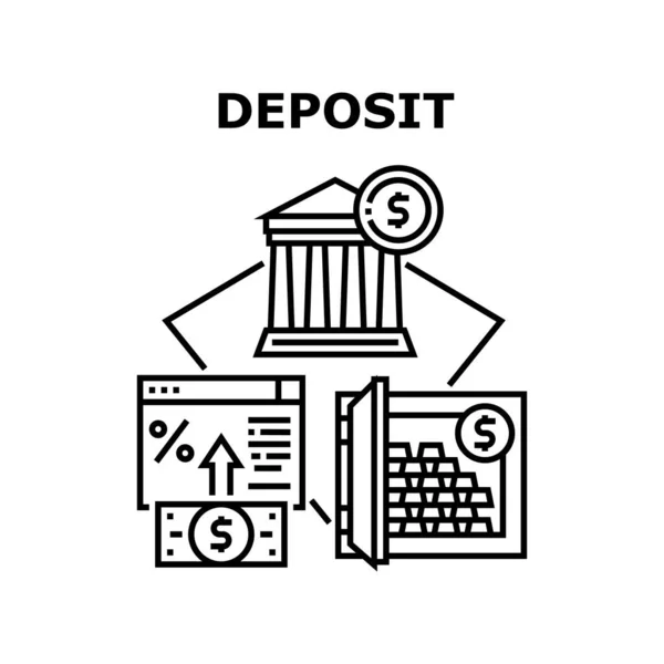 Conceito de vetor bancário de depósito Ilustração preta — Vetor de Stock
