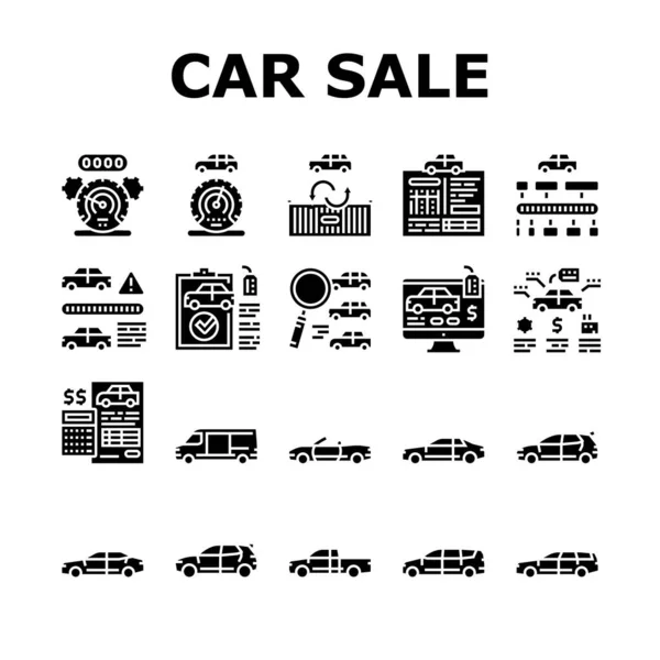 Venta de Autos Usados Iconos de Servicio de Automóviles Set Vector — Vector de stock