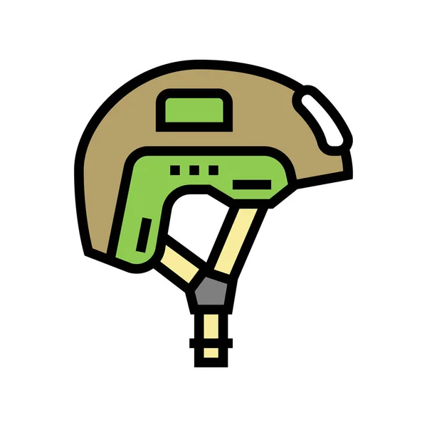 Casco soldado icono de color vector ilustración — Vector de stock