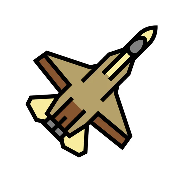 Avión ejército volar plano color icono vector ilustración — Vector de stock