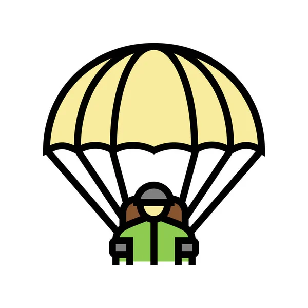 降落伞士兵颜色图标矢量插图 — 图库矢量图片
