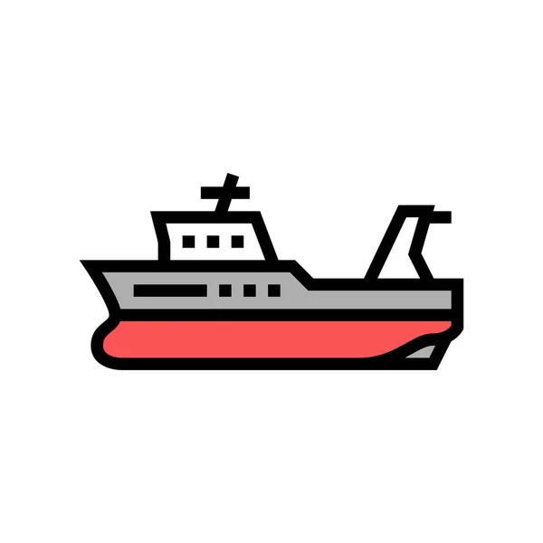 Trawler boot kleur pictogram vector illustratie — Stockvector
