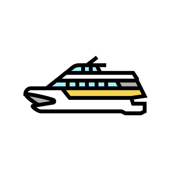 Catamaran bateau couleur icône vectoriel illustration — Image vectorielle