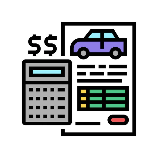 Financiamento carro calculadora cor ícone vetor ilustração — Vetor de Stock