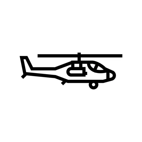 Helikopter terbang garis mesin militer ikon vektor ilustrasi - Stok Vektor