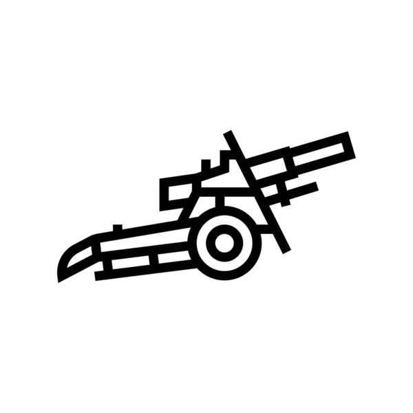 Artilleri krig vapen linje ikon vektor illustration — Stock vektor