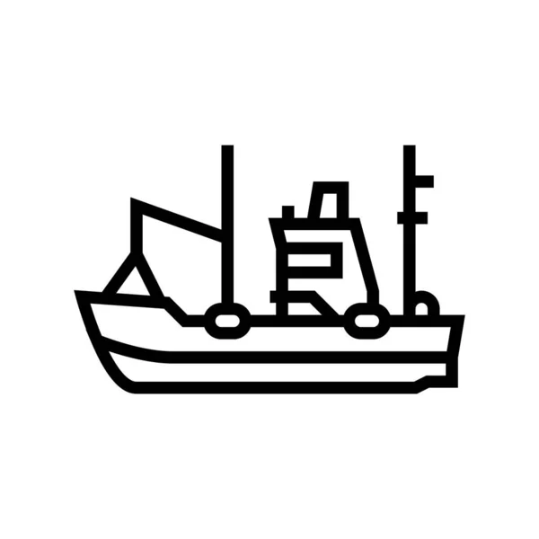 Horgászat hajóval sor ikon vektoros illusztráció — Stock Vector