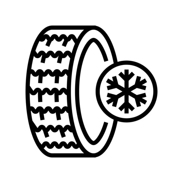 Ghiaccio inverno pneumatici linea icona vettoriale illustrazione — Vettoriale Stock
