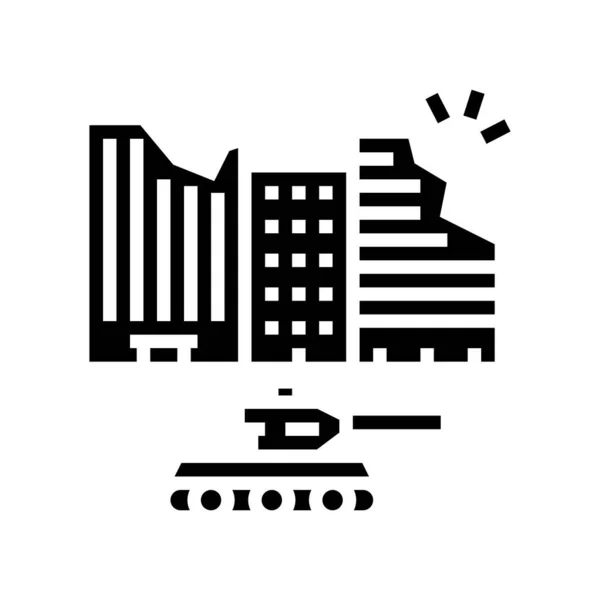 Guerre destruction glyphe icône vectoriel illustration — Image vectorielle