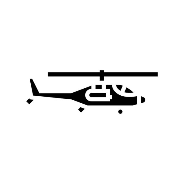 Helikopter flygande armé maskin glyf ikon vektor illustration — Stock vektor